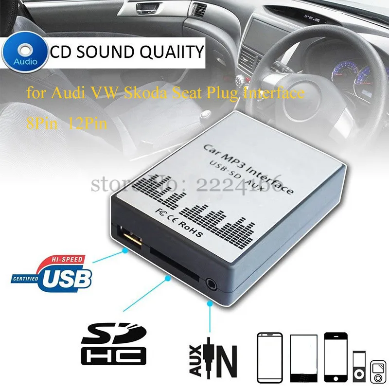 

Lonleap USB SD AUX MP3 Car Music Interface Player CD Changer Adapter Charger for Audi VW Skoda Seat 8PIN 12PIN Car Styling Parts