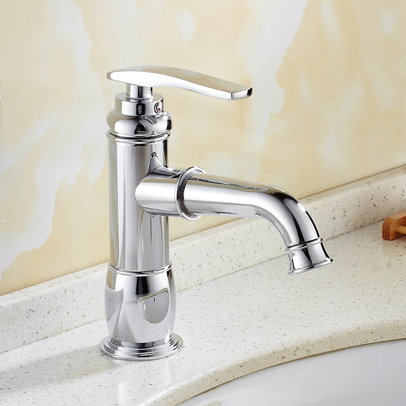 

Classic Design Single Handle Chrome Brass Basin Faucet Bathroom Above Counter Washing Hot and Cold Water Mixer Basin Faucet