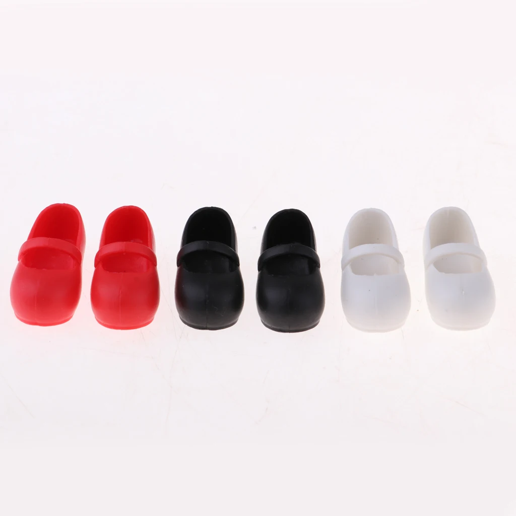  3 Pairs Lovely 12inch Doll Casual Shoes Belt PU Leather Shoes Ballet Shoes Costume for Blythe Fashion Girl Doll Party Accessory