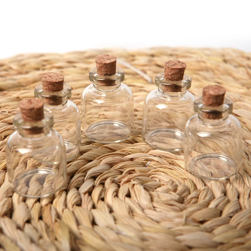 5pcs Cork Stopper 22*28mm Glass Bottle Tiny Glass Jars With Cork Decorative Wish Jars For Wedding Holiday Decoration MD686