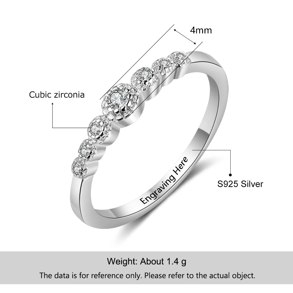 Wedding Accessorise Personalized Gift Engraved Name 925 Sterling Silver Rings For Women Anniversary Jewelry (JewelOra RI103751)