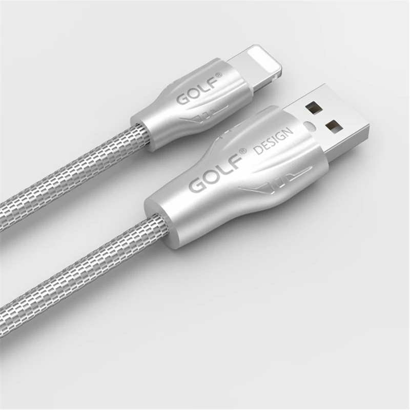 GOLF 1 м металлическая спиральная труба 2.4A Быстрая зарядка USB синхронизации данных зарядное устройство кабель для iPhone 6 6 S 7 8 Plus X XR XS 5 5s iPad Air 2 mini 2