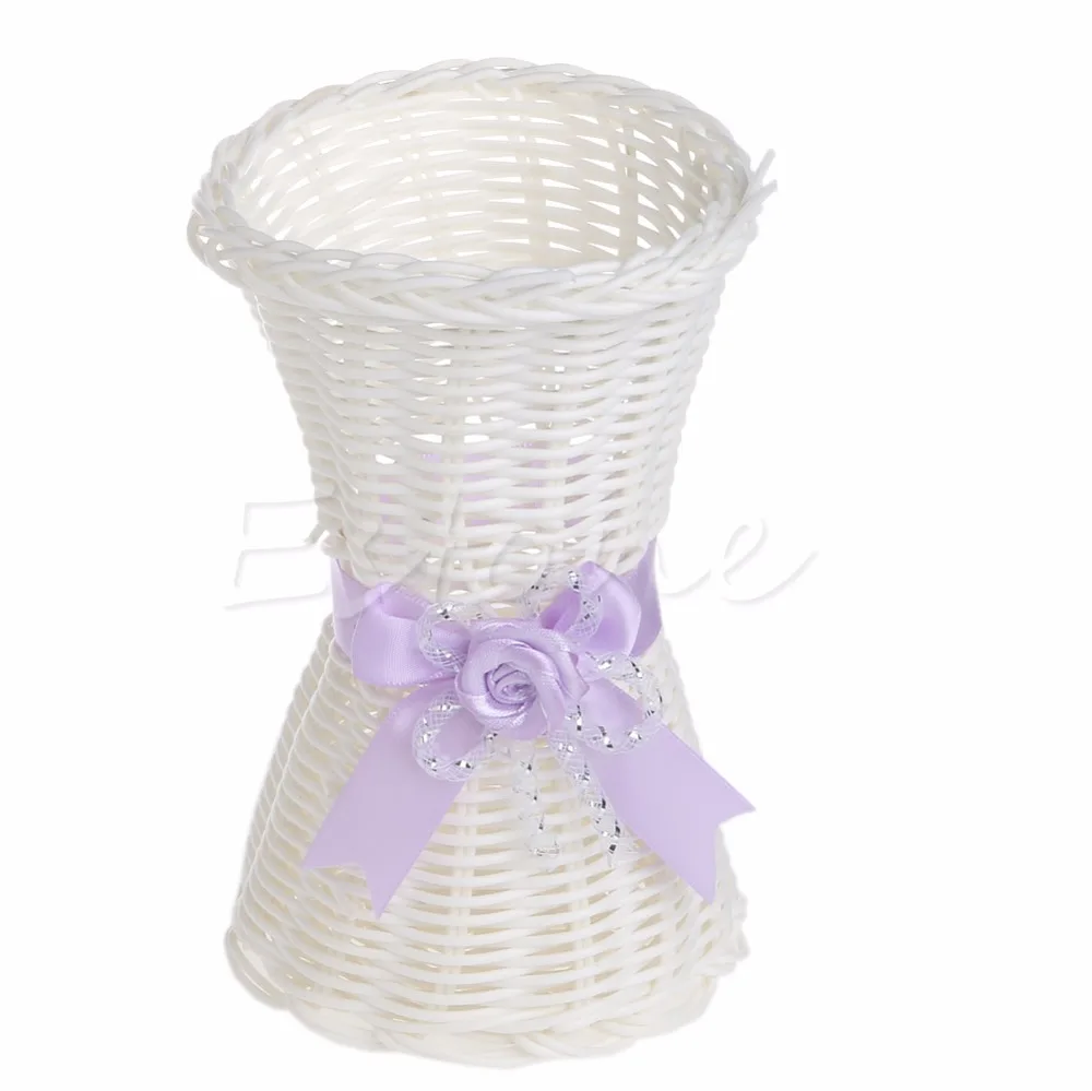 Murah 1 Pc Romantis Putih Buatan Rotan Vas Bunga Keranjang Buah Permen Penyimpanan Rumah Garden Party Pernikahan   Engagement Decor Hot C42