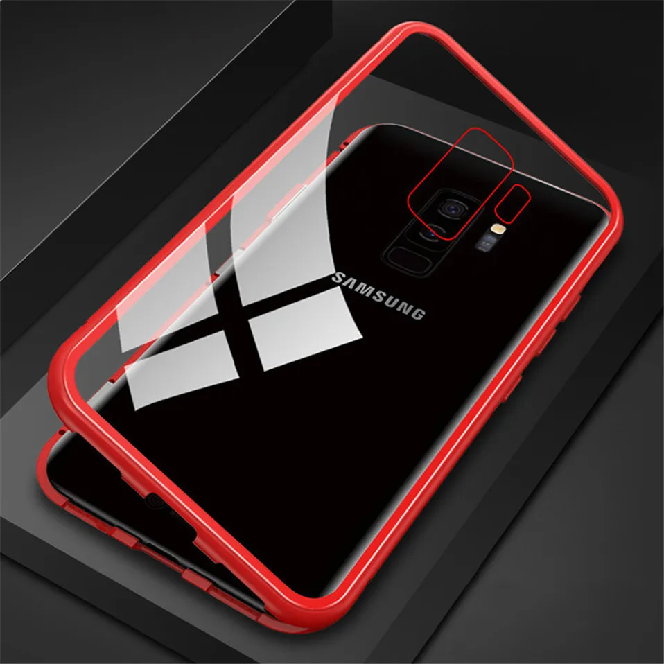 

Magnetic Case for Samsung Galaxy S9 S8 Plus Note 8 9 S7 Edge Metal frame Magnet Flip Cover for Samsung J8 J6 J4 plus A7 A9 2018