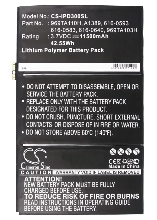 Аккумулятор Cameron Sino 11500mAh 616-0593 A1389 для Apple i-Pad 3 16GB Wi-Fi 3G | Компьютеры и офис