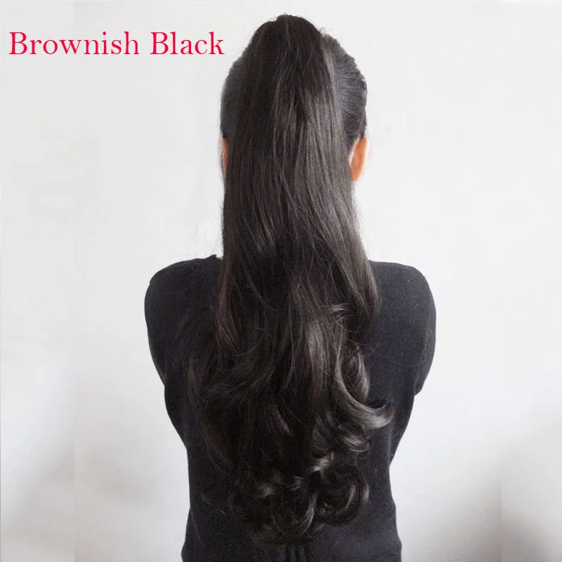 SHANGKE HAIR 24'' Synthetic Ponytail Wowen Wavy Claw Clip in PonyTail Hair Extension Heat Resistant Fake Hair Pieces