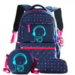Новые светящиеся школьные рюкзаки для девочек Детский рюкзак школьные сумки набор Mochila Escolar 3 шт./компл. рюкзак с принтом школьный рюкзак