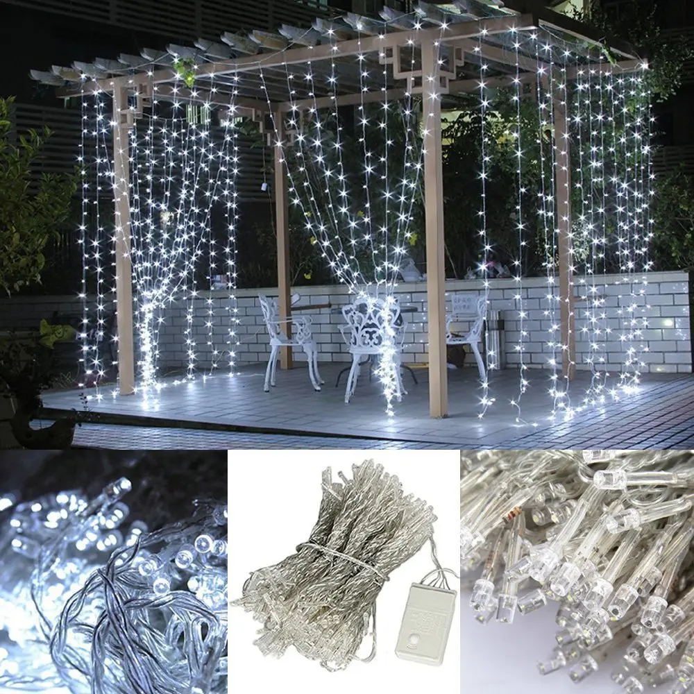 US $232.39 Free Fedex 5pcslot LED christmas curtain lights 6M3M 600leds 7Colors led string light Curtain AC220 50W wedding decoration