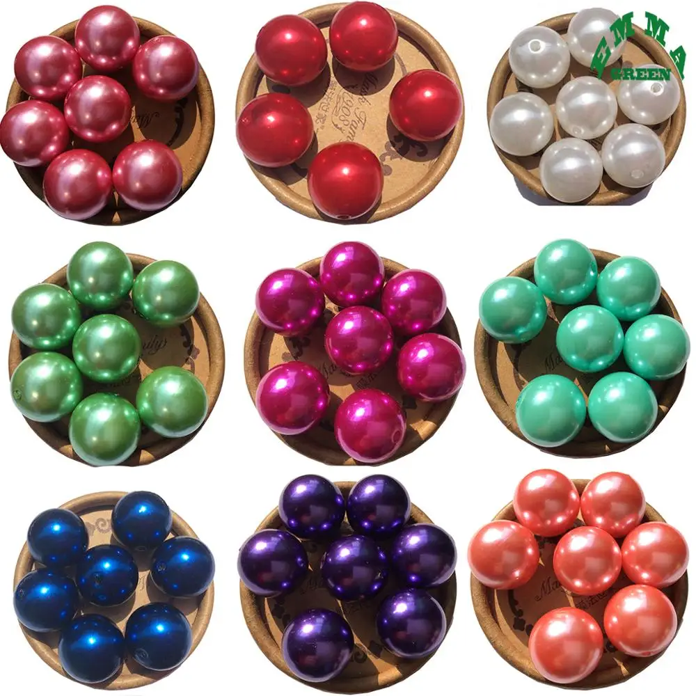 

Pearls pearl 20 mm 10 pcs various colors Round Gum Ball ABS Imitation Pearl Acrylic Pearl Beads for Chunky Bubblegum Necklace