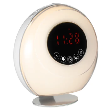 

Digital Clock Colorful Light with TF Card FM Radio Snooze Function Wake Up Light Alarm Clock Sunrise/Sunset Simulation LED