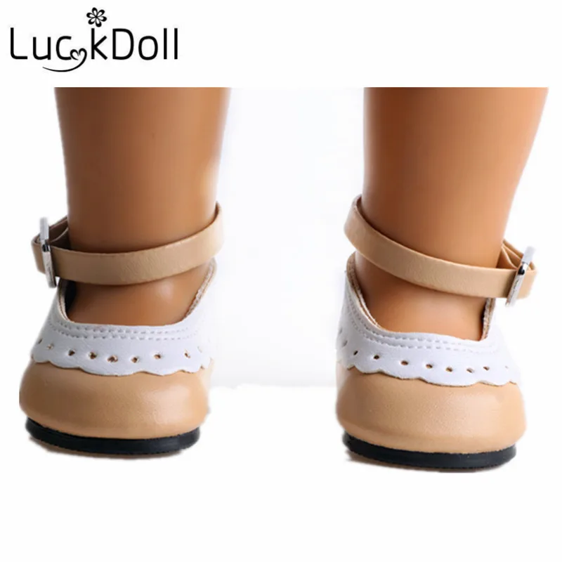 LUCKDOLL 7 см кожаная обувь с кружевом 18 дюймов Американский 43 см детская кукла одежда аксессуары, игрушки для девочек, поколение, подарок на день рождения - Цвет: b377