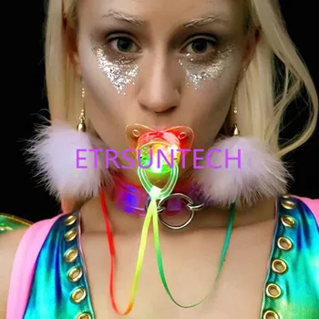 

200pcs/lot Led Pacifier Whistle Light Necklaces Nipple Flashing Kids Toy For Christmas Bar Party Supplies