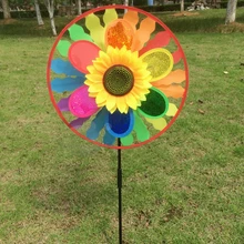 New Colorful Rainbow Triple Wheel Wind Spinner Windmill Garden Yard Outdoor Decor Kids Toys