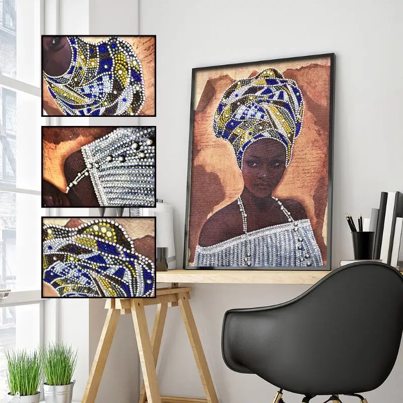

African Beauty 5D Special Shaped Diamond Painting Embroidery Needlework Rhinestone Crystal Cross Craft Stitch Kit DIY
