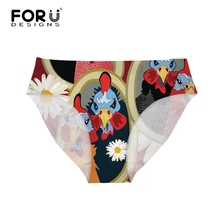 FORUDESIGNS/бразильские женские плавки, милая курица, с принтом, бикини, плавки, стринги, купальник, раздельные сексуальные трусики