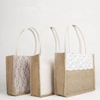 

Fashion Handmade Jute Vintage Canvas Shoulder Bag For Women Lace Women's Handbags Wedding Messenger Bags Bolsas Feminina