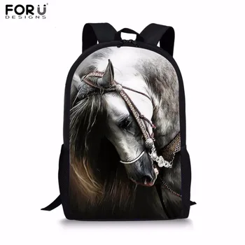 

FORUDESIGNS School Bag Children Horse Printing Primary School Backpack for Girls Kids Boys Book Bag Animal Pattern Mochila Bolsa