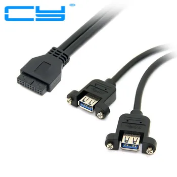 

Black & Blue USB3.0 USB 3.0 Dual Ports Female Screw Mount Type to Motherboard 20pin Header Cable 20cm 30cm 0.2m 0.3m