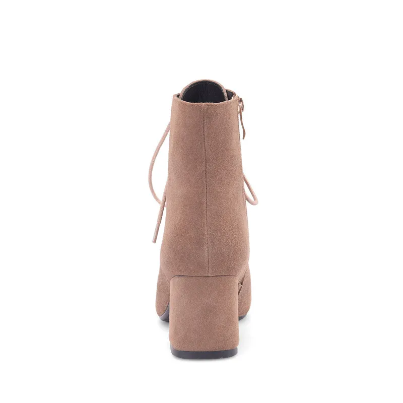 Square Zip Botas Cargadores Señoras Mujer Moonmeek Gamuza Cruz Moda Apricot Negro Botines negro Altos Atada Tacones Toe Para De Cuadrados Las Uwa78Ygqa