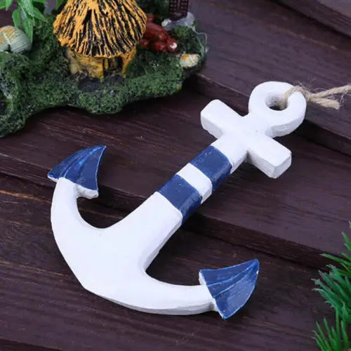 Limit 100 5Pcs/lot Decorative Sheels Starfishes Mediterranean Wall Decor Anchor Shape Wooden Hanging Hanging Ornament Decals