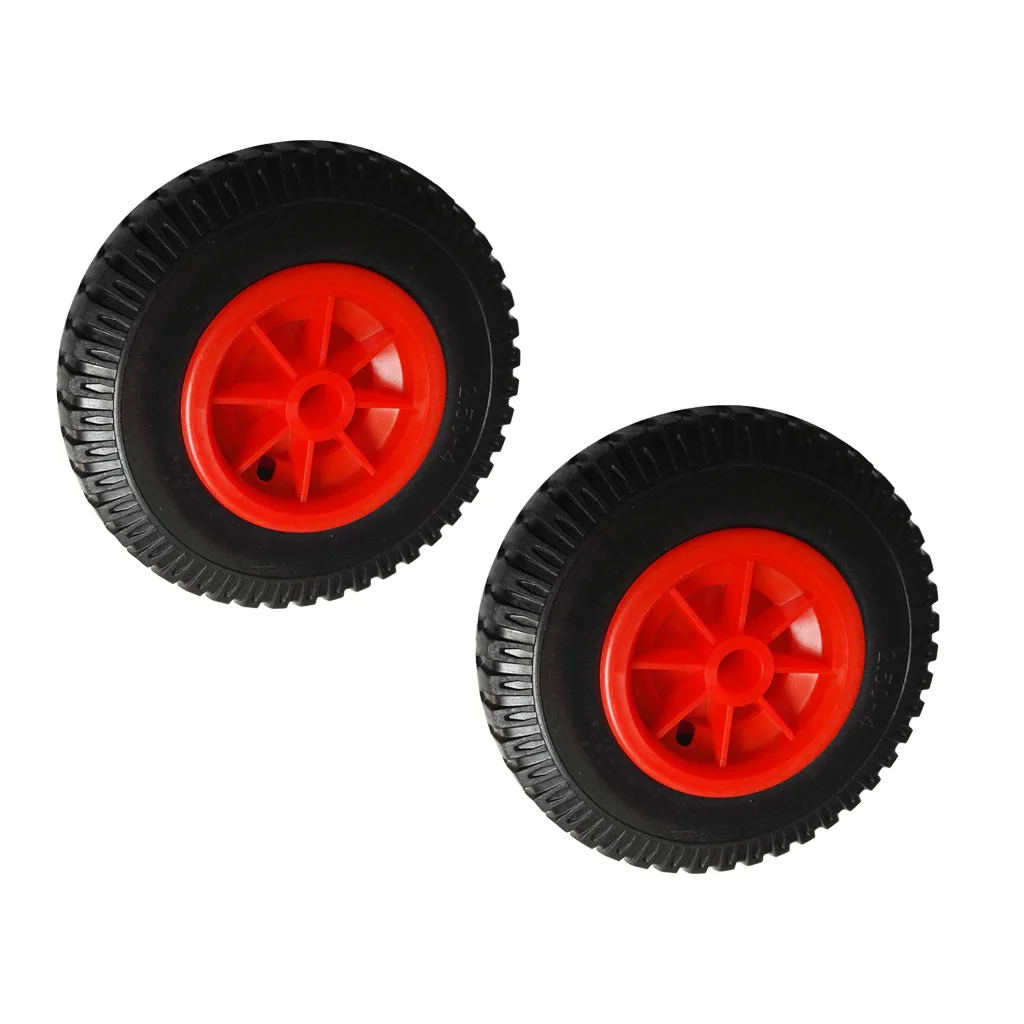 

2 Pcs/ Set 10'' 0.88'' Durable Puncture Proof Rubber Tyre on Red Wheel for Kayak Trolley Cart Boat Trailer Kayak Cart Wheels