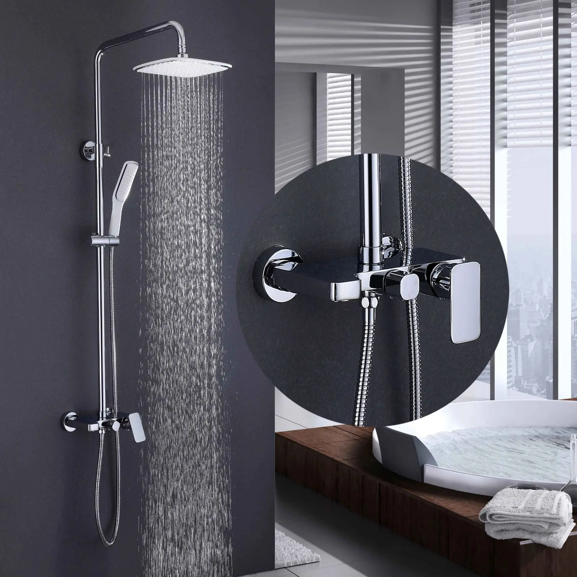 

Kaiping manufacturers selling luxury flat shower shower three function DS33001 hot and cold water tap