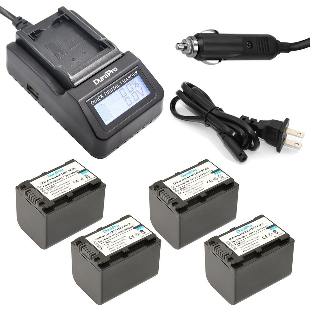 DuraPro 4pcs NP FV100 Digital Camera Battery +LCD Ultra Quick Charger