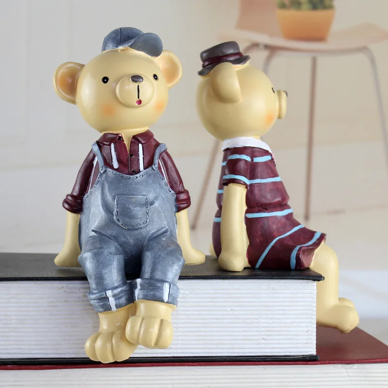  Creative Wooden Cute Teddy Bear Couple Decoration Home Bedroom Desktop Decoration Crafts High-End W - 32950739446