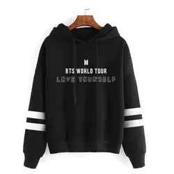 BTS World Tour вокруг же печатных балахон новый kpop Мода свитер пуловер с капюшоном для мужчин и женщин