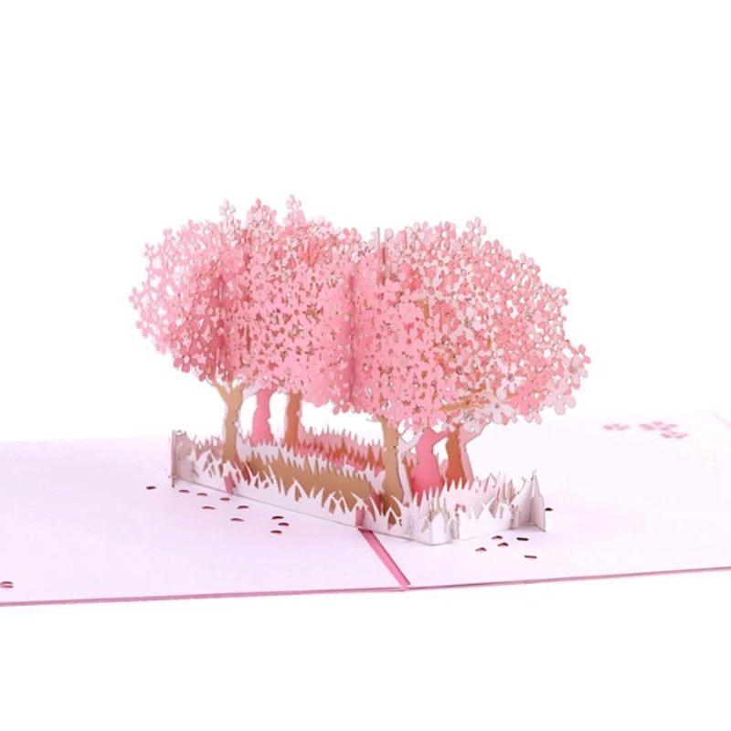  Cherry Blossom Greeting Card Handmade Birthday Wedding Invitation 3D Pop Up Card W215 - 32889853662