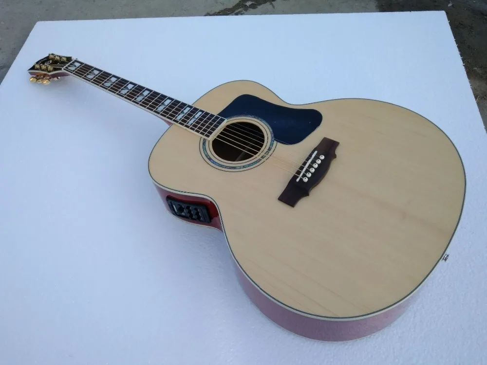 Бесплатная доставка F50 винтажные наивысшего качества одноцветное Топ гильдии jumbo 6 Строки блеск естественный цвет акустической гитары
