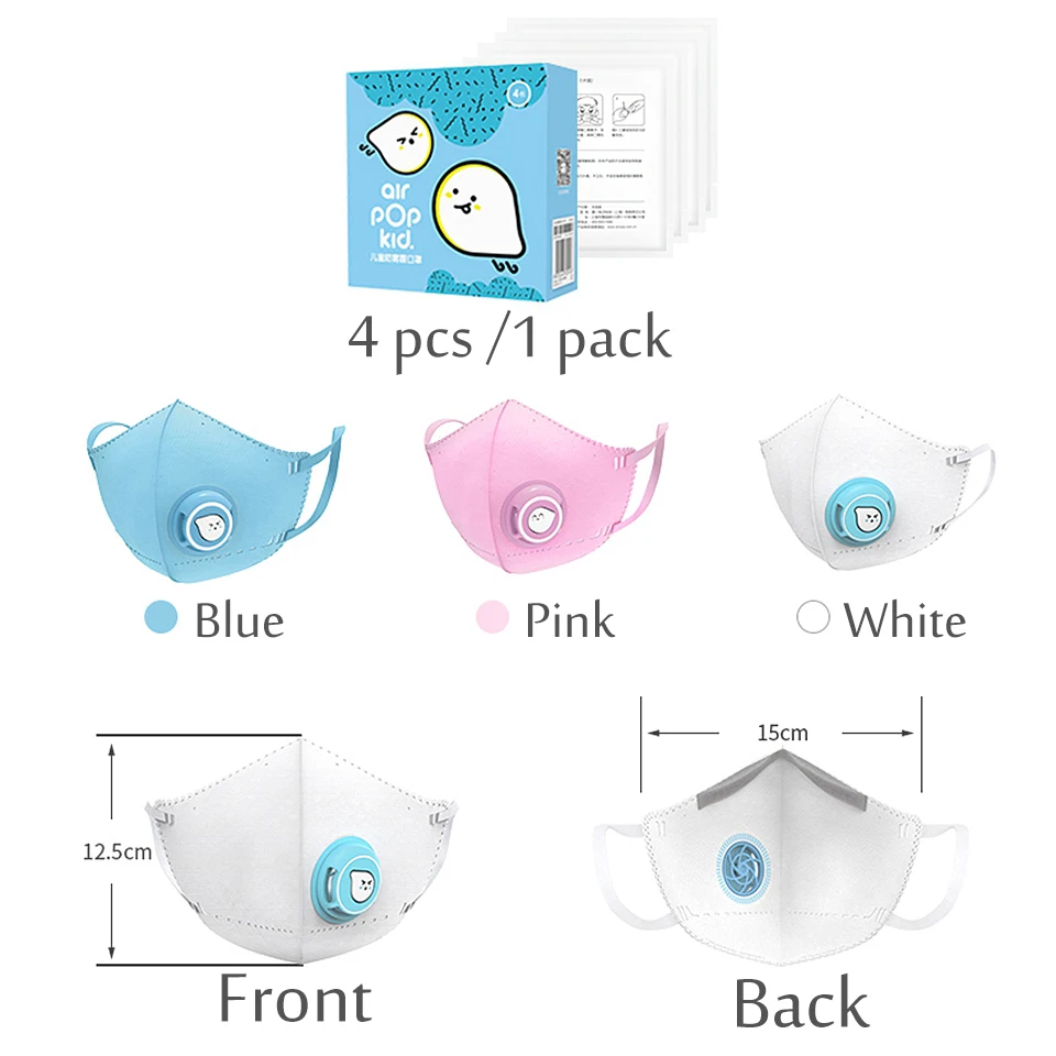 4 шт., оригинальная детская маска Xiaomi Airpop, детские маски PM2.5, противопротивотуманная маска, мягкая дышащая маска для лица, для мальчиков и девочек
