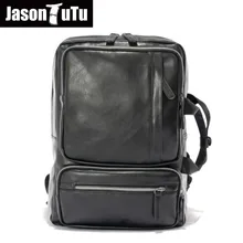 JASON TUTU черный кожаный рюкзак 14 дюймов Рюкзак Для Ноутбука Мужской многофункциональный рюкзак для путешествий mochila B407