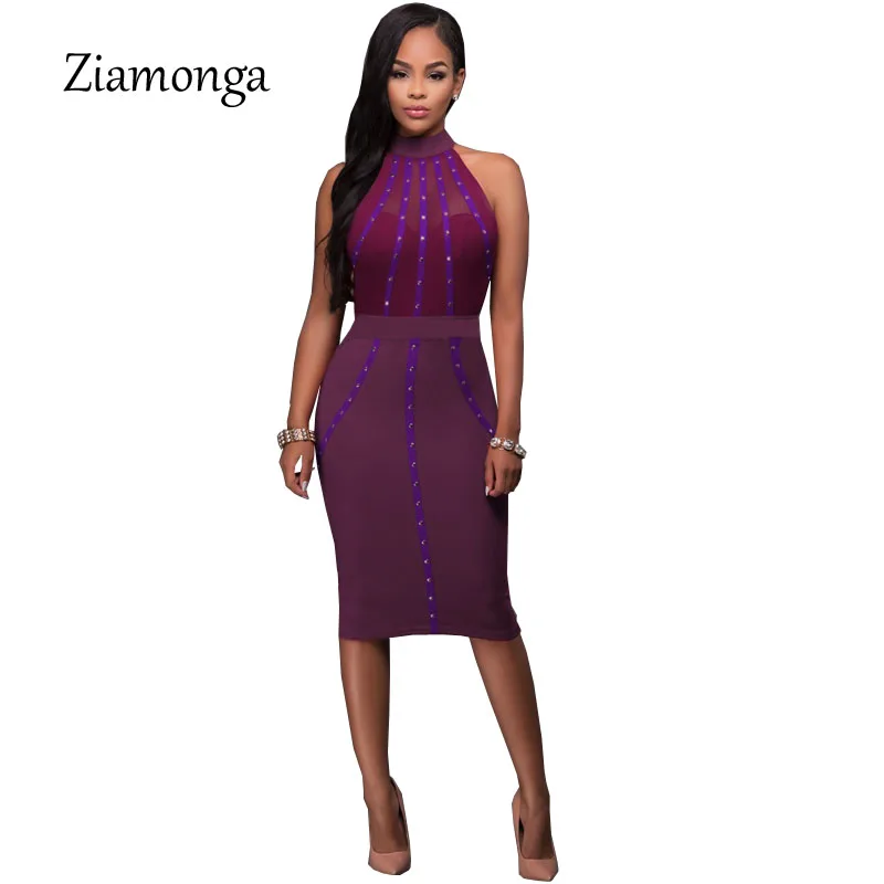 

Ziamonga XS-XXXL Plus Size Women Vestidos Fashion Slim Off Shoulder Sleeveless Lace Dress Autumn Sexy Bodycon Bandage Dress