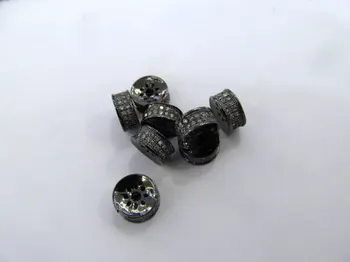 

15%off--12pcs 8-12mm Micro Crystal Pave Diamond Rondelle Hexgon Silver Gunmetal Rose Gold Jewelry Spacer Jewelry beads