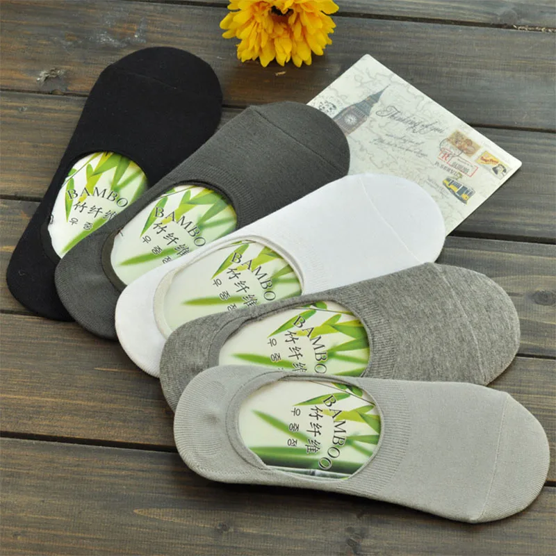 

5Pairs/Lot Socks Fashion Man Mens Slippers Solid Cotton Sneakers Invisiable Heel Pain Soft Socks Gel Rubber Sapatos Socks