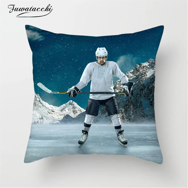 

Fuwatacchi Ice Hockey Cushion Cover NHL Ice-Skate Sports Pillow Cover Pillow Case For Home Sofa Bedroom Decoration Pillowcases