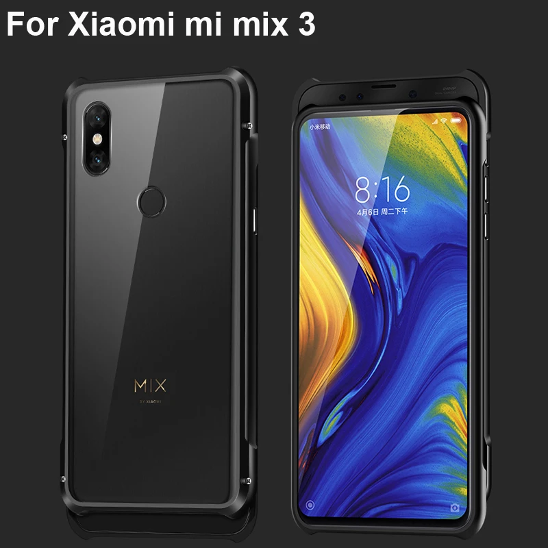 Чехол из закаленного стекла для Xiaomi MIX 3 алюминиевая металлическая рамка-бампер