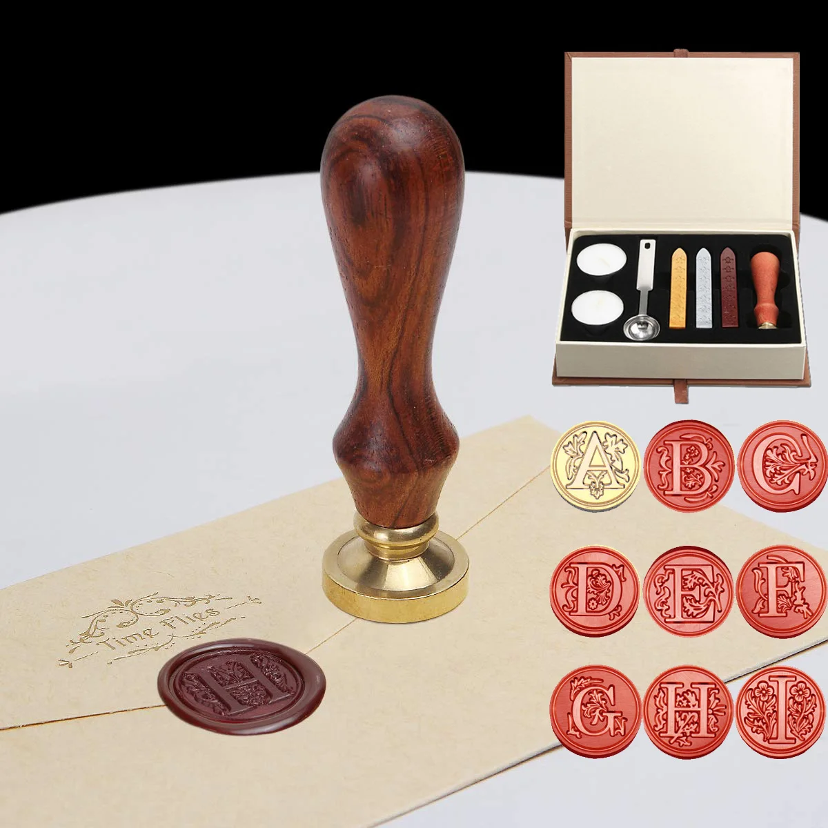 Retro Letter DIY Envelope Wax Seal Stamp Wooden Handle Sealing Wax Wedding Card 