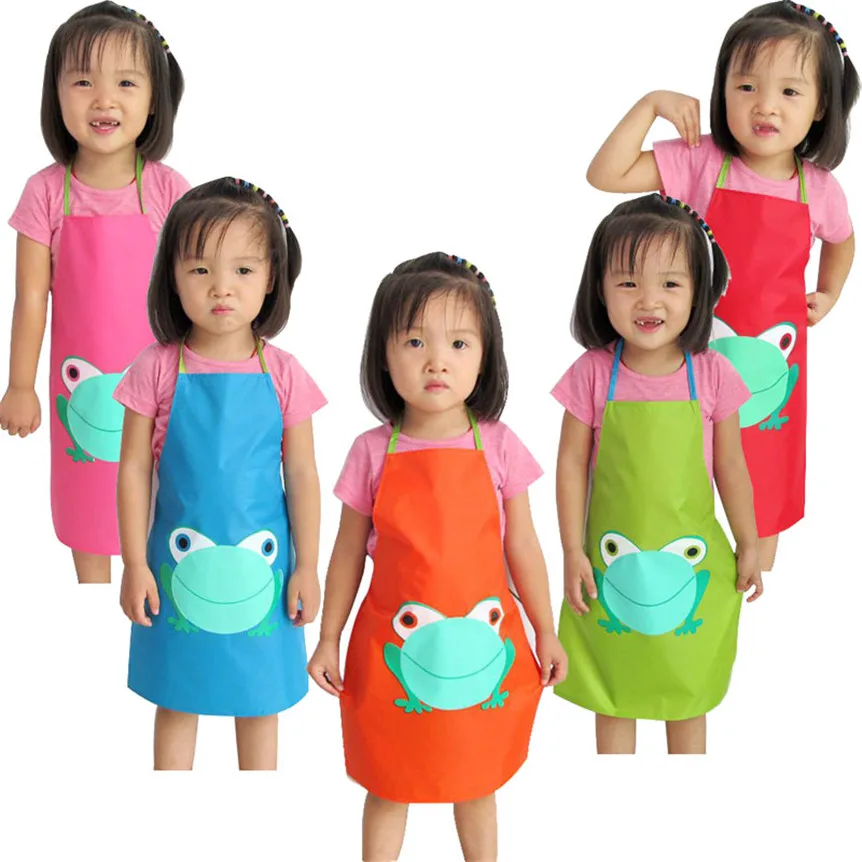 

Happy Sale 1PC Kids Children Waterproof Frog Print Apron Paint Eat Drink Outerwear oct102