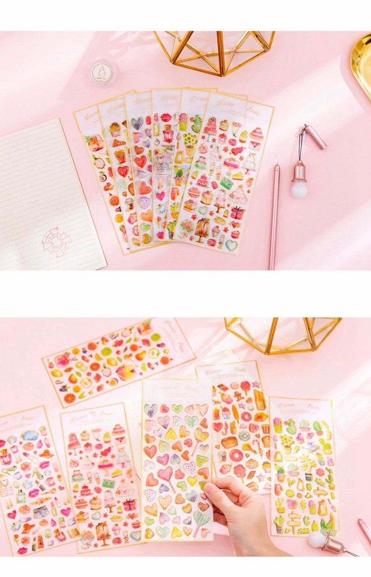 Kawaii канцелярские наклейки кристалл декоративные мобильные наклейки для дневника карточки для планировщика DIY ремесло наклейки