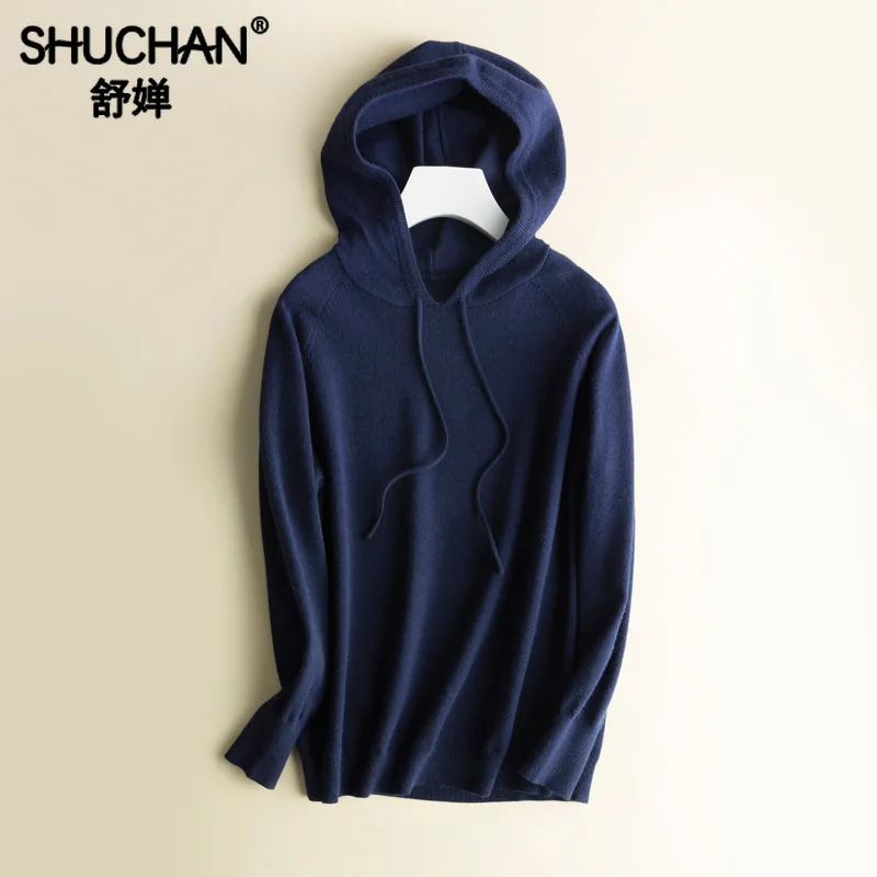 

Shuchan Winter Autumn Winter 2019 New Items Knitting Women Sweaters with Hooded Casual Loose Women Sweaters and Pullovers