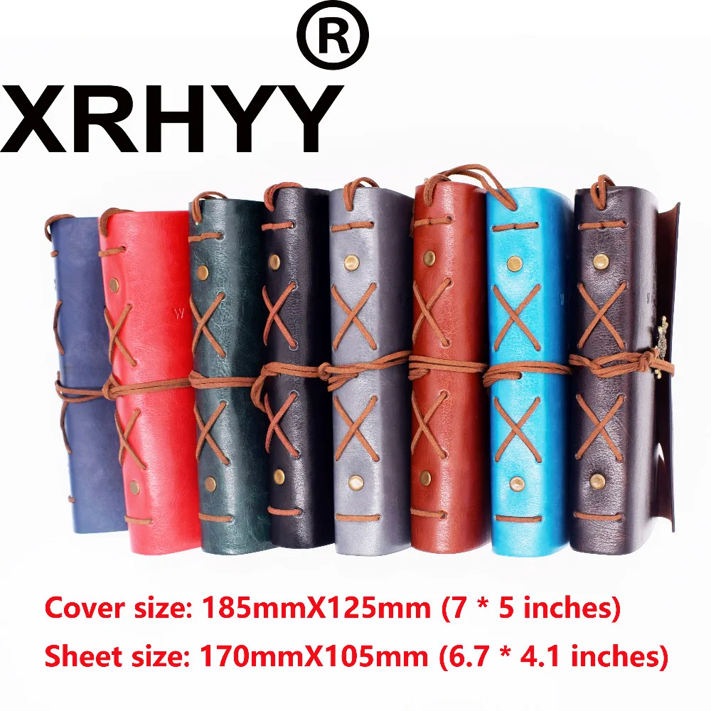 

XRHYY Multi Colors Leather Writing Journal Notbook, Vintage Nautical Spiral Blank String Diary Notepad Sketchbook Travel - 7x5"