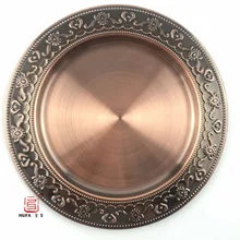24 cm, 30 cm, 35 cm, 40 cm placa de metal de acero inoxidable placa plato redondo de bronce/cobre/bronce metal bandeja de la porción/platos dorados