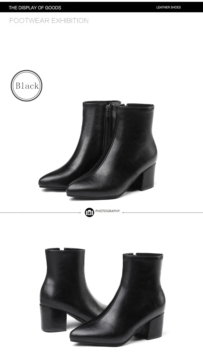 RQFF Brand Winter Boots Women With Box Big size 34-43 Shoes Woman 6CM Heel Ankle Boot Female Footwear Gold Leather Ladies Shoe (15)
