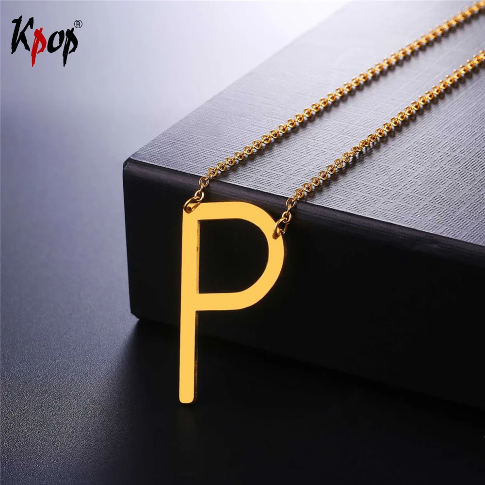 

Kpop Stainless Steel Letter P Pendant With Chain Choker Gold/Black Color For Man/Woman Clavicle Chain Necklace Jewelry P2617