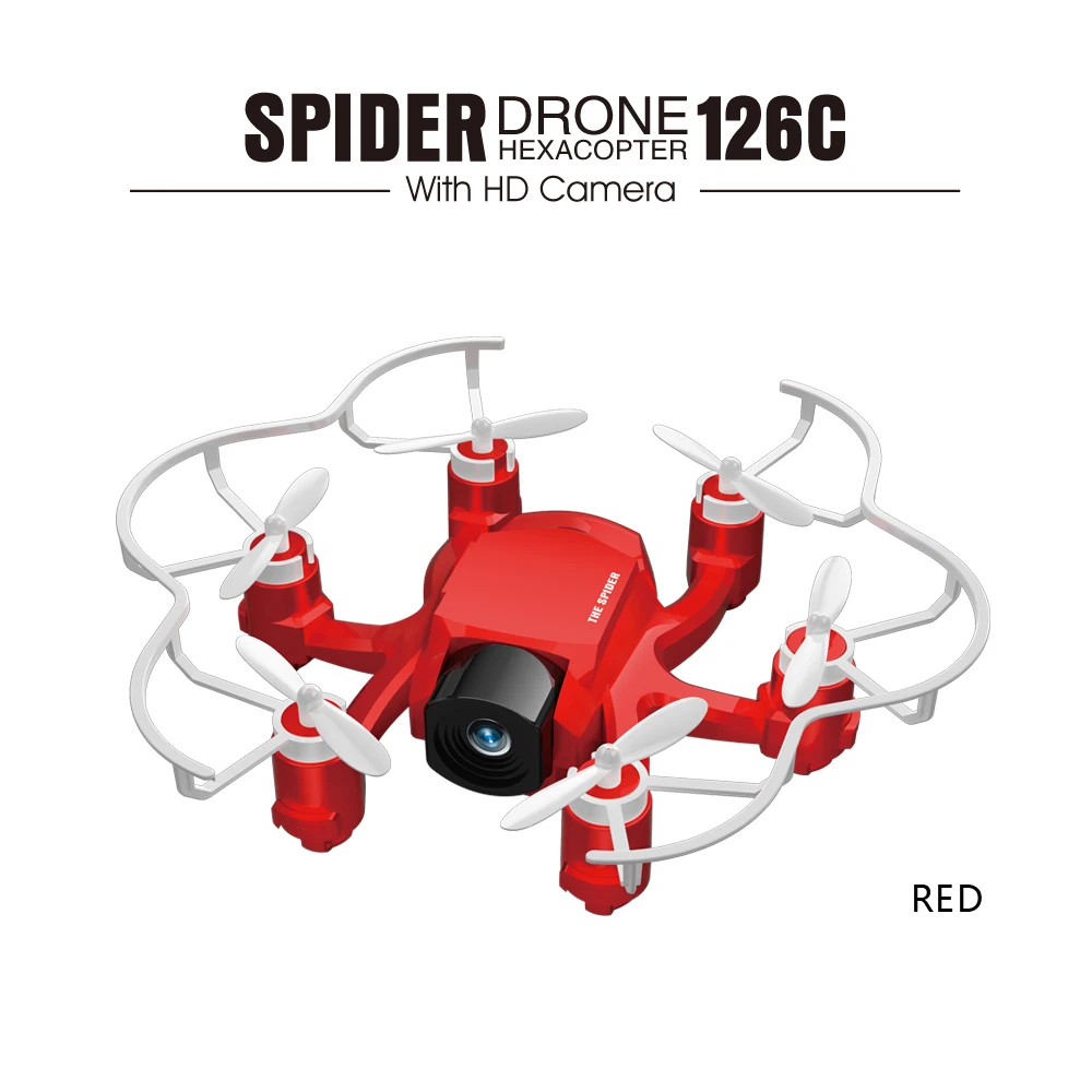 FQ777 126C Mini Spider Drone 4CH 6-Axis with 2MP HD Camera CF Mode One Key Return Function Mini RC Helicopter