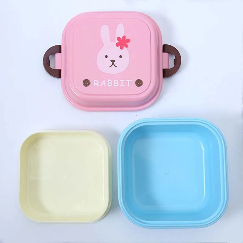 Мультяшные милые Bento коробки двухслойные пластиковые закуски сэндвич коробка для хранения еды микроволновая печь для детей boite alimentaire