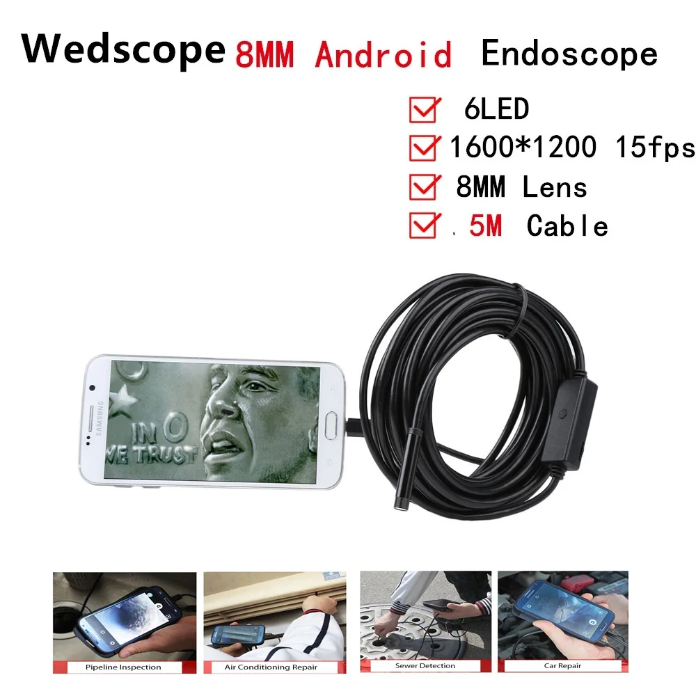 Endoscope 8MM 5M USB Endoscope Android OTG PC USB Endoscopio Mini Endoscope Camera 720P