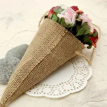 Hessian Pew Cone Flower Holder pack of 24 Birthday Party Baby Shower Anniversary Wedding Party Burlap DIY Table Decorations